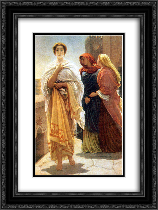 Helen on the Walls of Troy 18x24 Black Ornate Wood Framed Art Print Poster with Double Matting by Leighton, Frederic