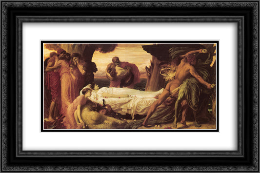 Hercules Wrestling with Death for the Body of Alcestis 24x16 Black Ornate Wood Framed Art Print Poster with Double Matting by Leighton, Frederic