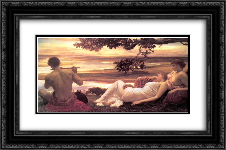 Idyll 24x16 Black Ornate Wood Framed Art Print Poster with Double Matting by Leighton, Frederic