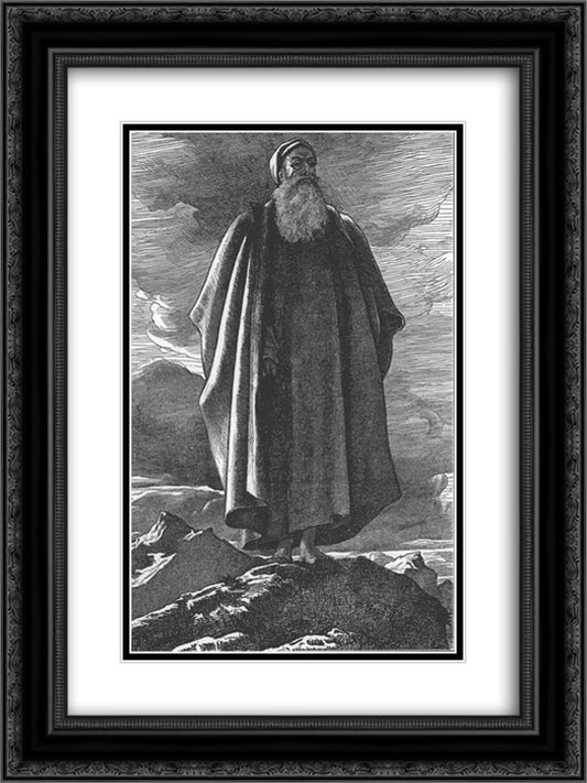 Moses views the Promised Land 18x24 Black Ornate Wood Framed Art Print Poster with Double Matting by Leighton, Frederic