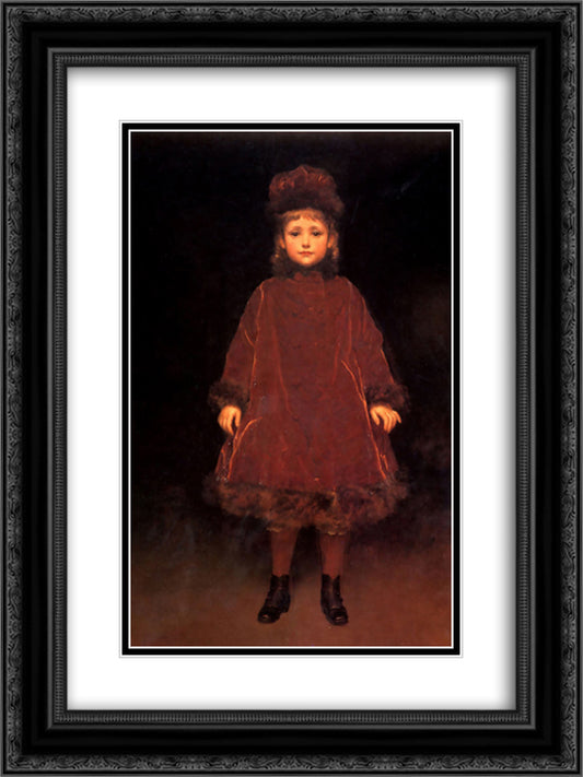 Portrait of a child 18x24 Black Ornate Wood Framed Art Print Poster with Double Matting by Leighton, Frederic