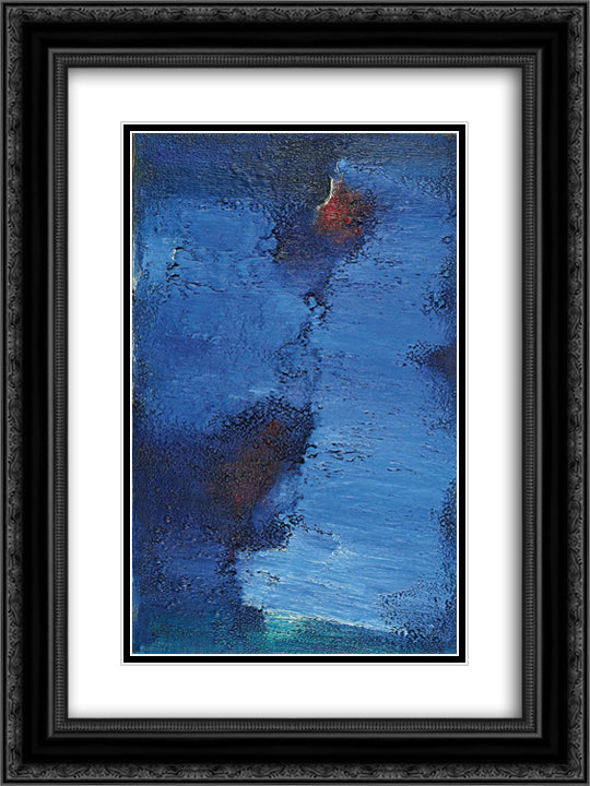 Untitled (Blue Field) 18x24 Black Ornate Wood Framed Art Print Poster with Double Matting by Thursz, Frederic Matys