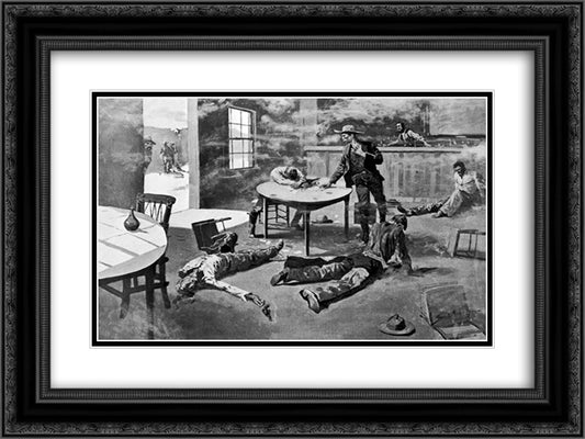 A Misdeal 24x18 Black Ornate Wood Framed Art Print Poster with Double Matting by Remington, Frederic