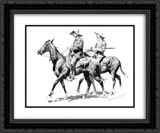 Cracker Cowboys of Florida 24x20 Black Ornate Wood Framed Art Print Poster with Double Matting by Remington, Frederic