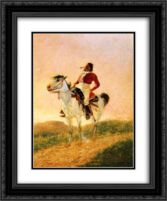 Modern Comanche 20x24 Black Ornate Wood Framed Art Print Poster with Double Matting by Remington, Frederic