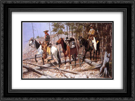 Prospecting for Cattle Range 24x18 Black Ornate Wood Framed Art Print Poster with Double Matting by Remington, Frederic