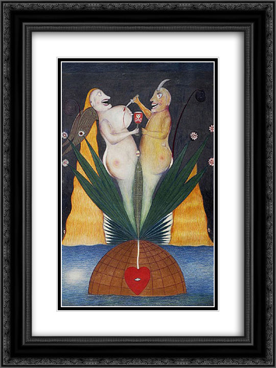 The Moralistic Moon Dualism 18x24 Black Ornate Wood Framed Art Print Poster with Double Matting by Schroder Sonnenstern, Friedrich