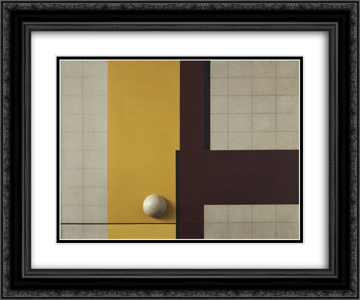 Composition No. 37 24x20 Black Ornate Wood Framed Art Print Poster with Double Matting by Vordemberge Gildewart, Friedrich