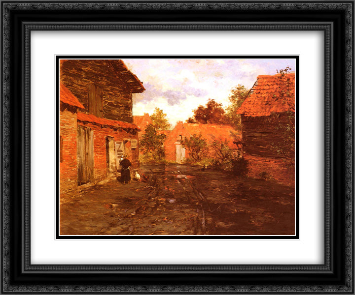 After the Rain 24x20 Black Ornate Wood Framed Art Print Poster with Double Matting by Thaulow, Frits