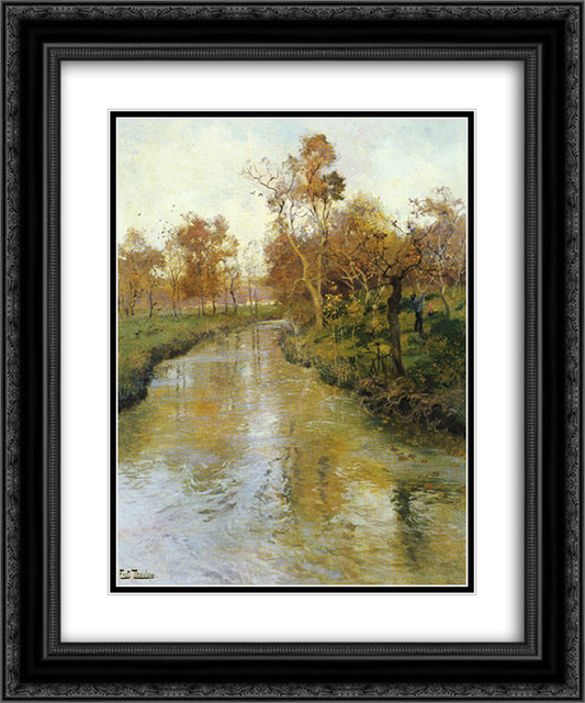 Autumn 20x24 Black Ornate Wood Framed Art Print Poster with Double Matting by Thaulow, Frits