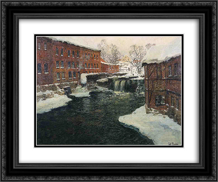 Mill Scene 24x20 Black Ornate Wood Framed Art Print Poster with Double Matting by Thaulow, Frits