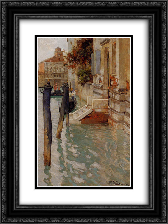 On the Grand Canal, Venice 18x24 Black Ornate Wood Framed Art Print Poster with Double Matting by Thaulow, Frits