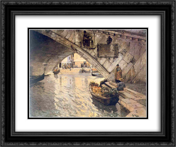 Rialto 24x20 Black Ornate Wood Framed Art Print Poster with Double Matting by Thaulow, Frits