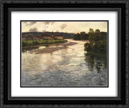 The Dordogne 24x20 Black Ornate Wood Framed Art Print Poster with Double Matting by Thaulow, Frits