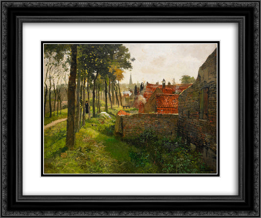 The Priest 24x20 Black Ornate Wood Framed Art Print Poster with Double Matting by Thaulow, Frits