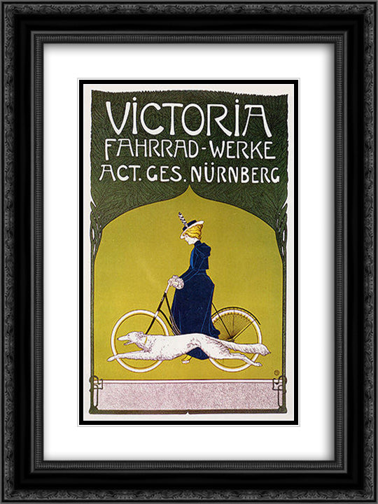 Advertising poster Victoria Fahrradwerke (bicycles) 18x24 Black Ornate Wood Framed Art Print Poster with Double Matting by Rehm, Fritz