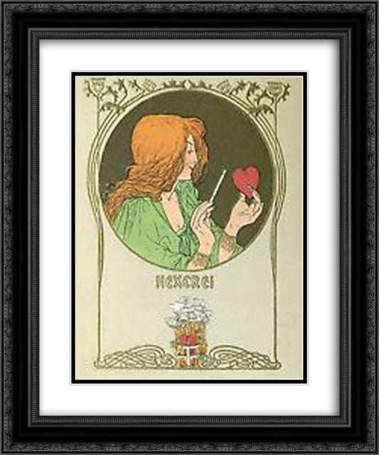 Postcard Woman As Witch 20x24 Black Ornate Wood Framed Art Print Poster with Double Matting by Rehm, Fritz