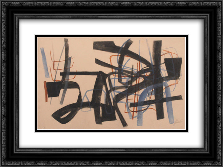 Farbradierung VI 24x18 Black Ornate Wood Framed Art Print Poster with Double Matting by Winter, Fritz