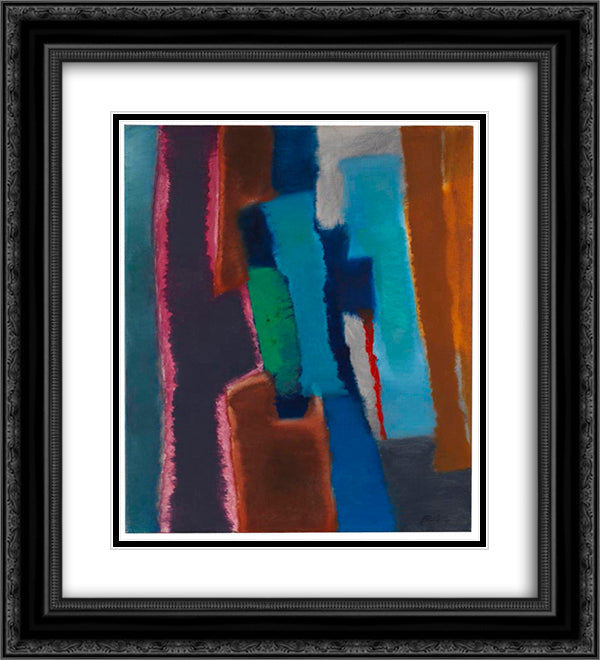 Kommendes Blau 20x22 Black Ornate Wood Framed Art Print Poster with Double Matting by Winter, Fritz