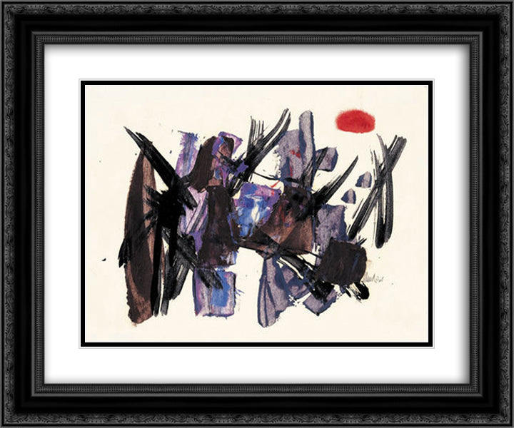 Komposition mit rotem Fleck 24x20 Black Ornate Wood Framed Art Print Poster with Double Matting by Winter, Fritz