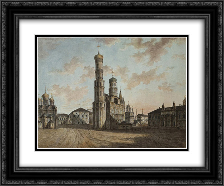 Ivan the Great Bell Tower and Chudov Monastery in the Kremlin 24x20 Black Ornate Wood Framed Art Print Poster with Double Matting by Alekseyev, Fyodor