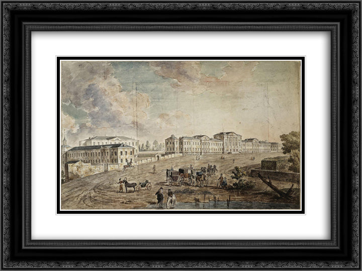 Military Hospital at Lefortovo 24x18 Black Ornate Wood Framed Art Print Poster with Double Matting by Alekseyev, Fyodor