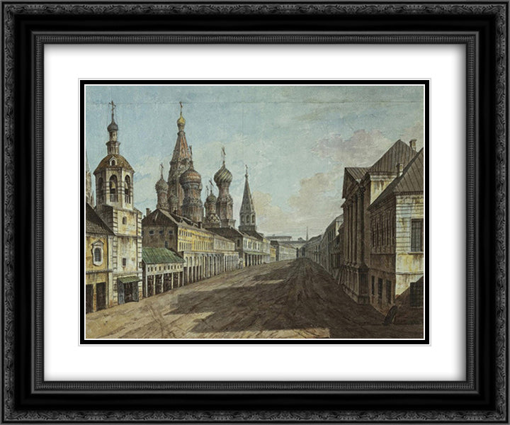 Moskvoretskaya Street 24x20 Black Ornate Wood Framed Art Print Poster with Double Matting by Alekseyev, Fyodor