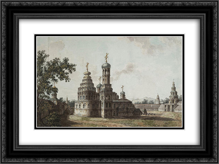 New Jerusalem Monastery 24x18 Black Ornate Wood Framed Art Print Poster with Double Matting by Alekseyev, Fyodor