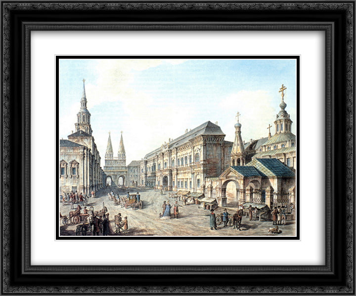 North side of Red Square 24x20 Black Ornate Wood Framed Art Print Poster with Double Matting by Alekseyev, Fyodor