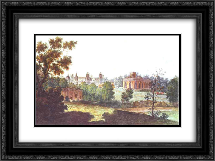 Palace in Tsaritsyno in the Vicinity of Moscow 24x18 Black Ornate Wood Framed Art Print Poster with Double Matting by Alekseyev, Fyodor
