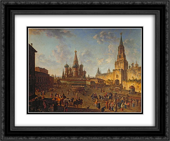 Red Square, Moscow 24x20 Black Ornate Wood Framed Art Print Poster with Double Matting by Alekseyev, Fyodor