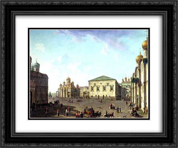The Annunciation Cathedral and Faceted palace 24x20 Black Ornate Wood Framed Art Print Poster with Double Matting by Alekseyev, Fyodor