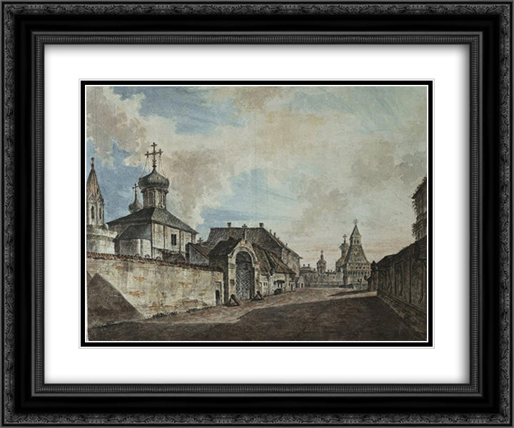 View from the Lubyanka square to Vladimirskiye gate 24x20 Black Ornate Wood Framed Art Print Poster with Double Matting by Alekseyev, Fyodor