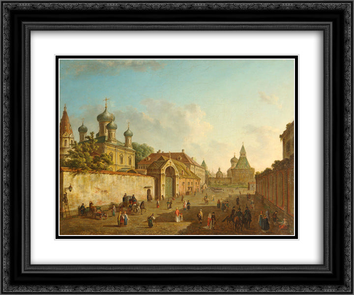 View of Lubyanka 24x20 Black Ornate Wood Framed Art Print Poster with Double Matting by Alekseyev, Fyodor