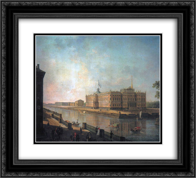 View onto St. Michael's Castle in St. Petersburg from the Fontanka Side 22x20 Black Ornate Wood Framed Art Print Poster with Double Matting by Alekseyev, Fyodor