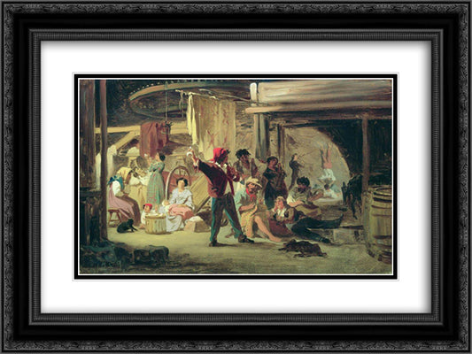 Backstage of the circus 24x18 Black Ornate Wood Framed Art Print Poster with Double Matting by Bronnikov, Fyodor
