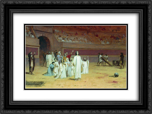 Entering the arena 24x18 Black Ornate Wood Framed Art Print Poster with Double Matting by Bronnikov, Fyodor