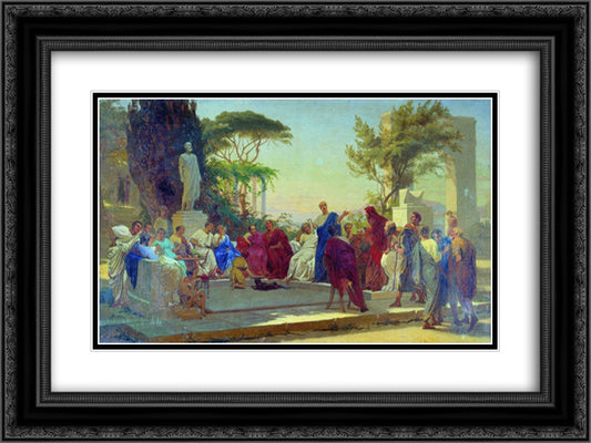Horatius reads before Maecenas 24x18 Black Ornate Wood Framed Art Print Poster with Double Matting by Bronnikov, Fyodor