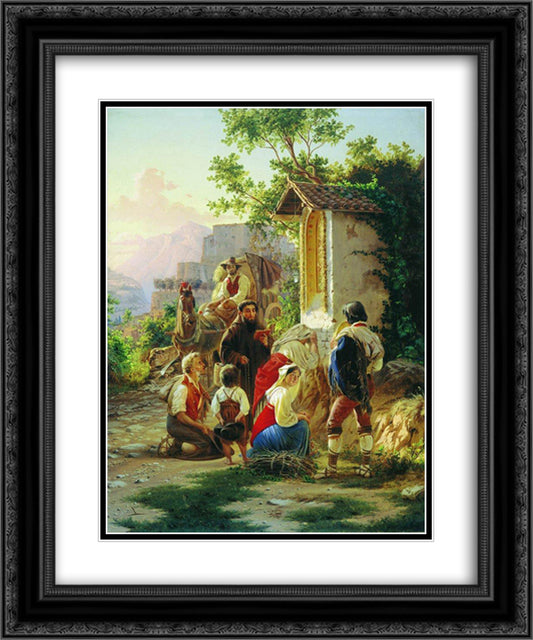 In the chapel 20x24 Black Ornate Wood Framed Art Print Poster with Double Matting by Bronnikov, Fyodor