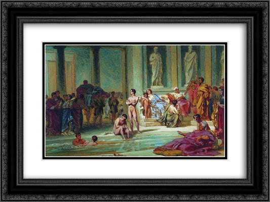 In the Roman Baths 24x18 Black Ornate Wood Framed Art Print Poster with Double Matting by Bronnikov, Fyodor