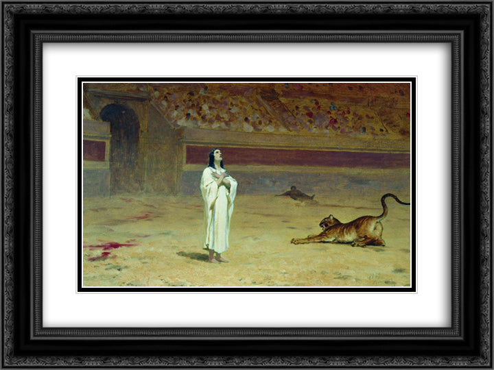 Martyr on a circus ring 24x18 Black Ornate Wood Framed Art Print Poster with Double Matting by Bronnikov, Fyodor