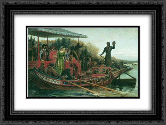 Meeting of princess 24x18 Black Ornate Wood Framed Art Print Poster with Double Matting by Bronnikov, Fyodor