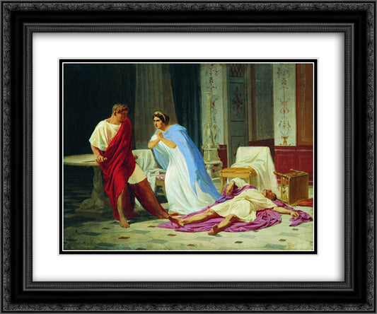 Murder scene 24x20 Black Ornate Wood Framed Art Print Poster with Double Matting by Bronnikov, Fyodor
