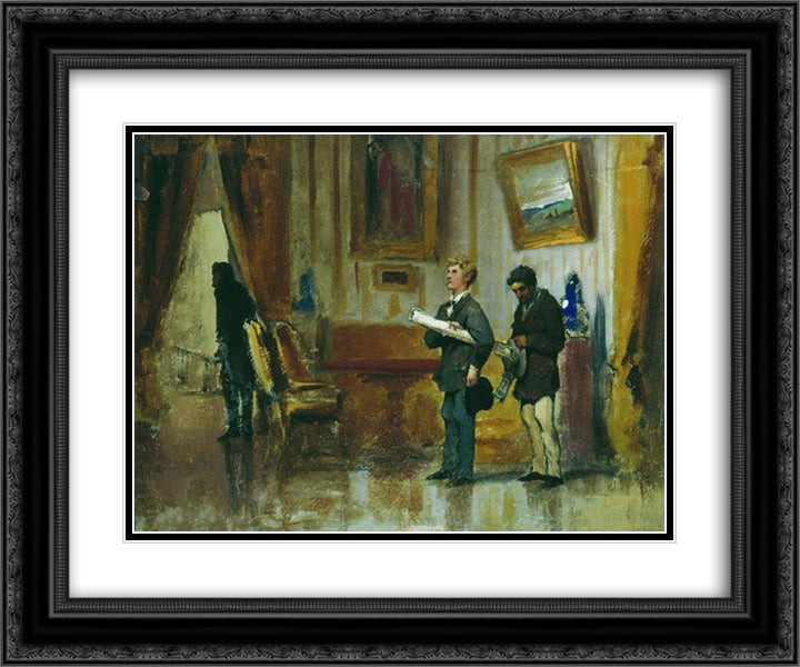 Painters in the hall of a rich man 24x20 Black Ornate Wood Framed Art Print Poster with Double Matting by Bronnikov, Fyodor