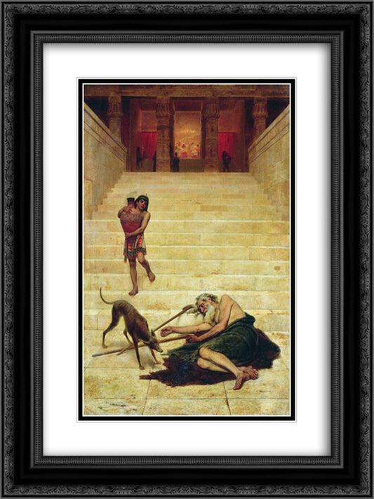 Parable of Lazarus 18x24 Black Ornate Wood Framed Art Print Poster with Double Matting by Bronnikov, Fyodor