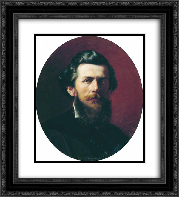 Portrait of A.P. Bogoliubov 20x22 Black Ornate Wood Framed Art Print Poster with Double Matting by Bronnikov, Fyodor