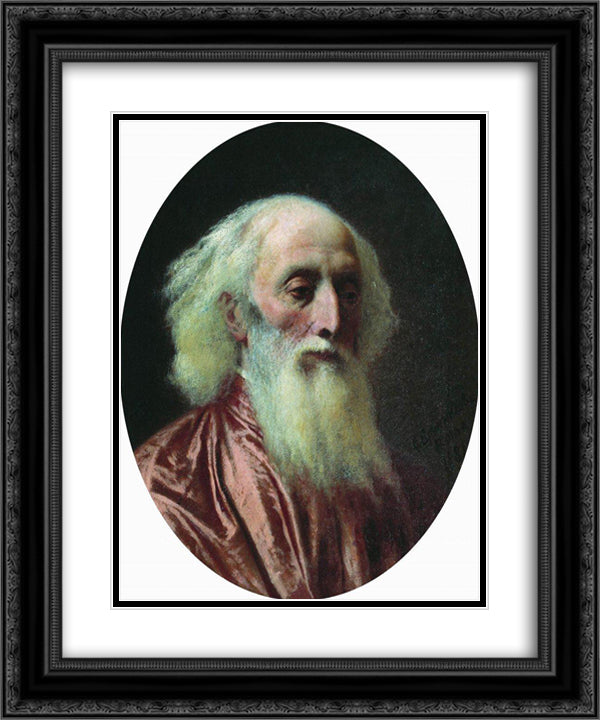 Portrait of an old man in a crimson dress 20x24 Black Ornate Wood Framed Art Print Poster with Double Matting by Bronnikov, Fyodor