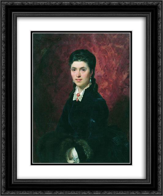Portrait of Elena Grigoriyevna Tolstaya 20x24 Black Ornate Wood Framed Art Print Poster with Double Matting by Bronnikov, Fyodor