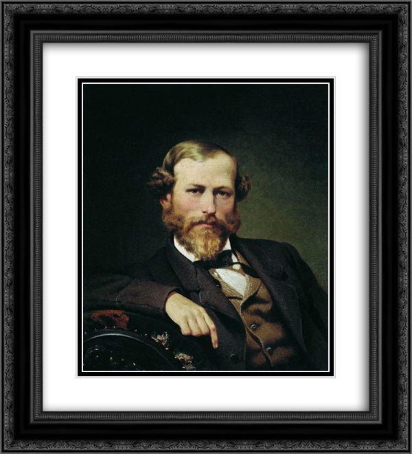 Portrait of the Artist K.D. Flavitsky 20x22 Black Ornate Wood Framed Art Print Poster with Double Matting by Bronnikov, Fyodor