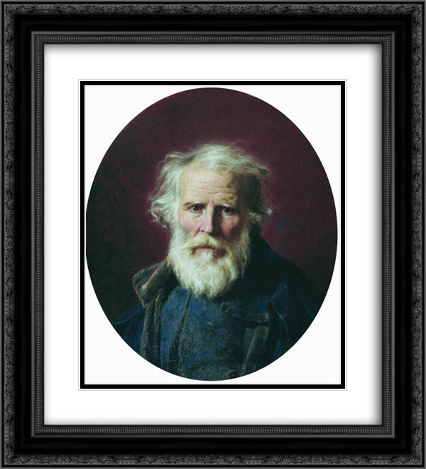 Portrait of the artist's father 20x22 Black Ornate Wood Framed Art Print Poster with Double Matting by Bronnikov, Fyodor